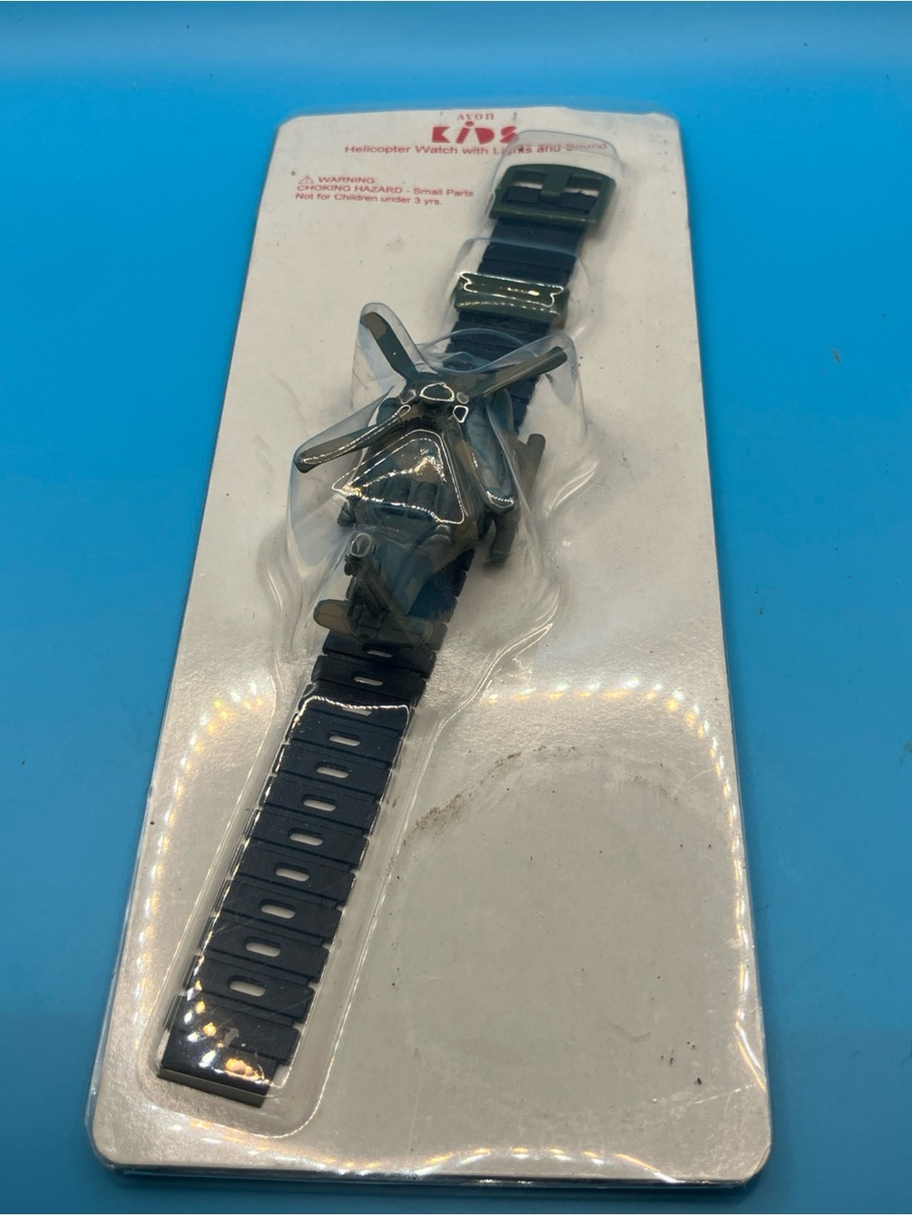 avon kids helicopter watch vintage blue not tested new
